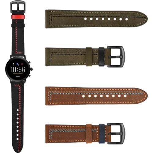 Leather watchband For Fossil Gen 5 Carlyle /Gen 5 Julianna Wrist Strap for Fossil Mens Gen 4 Explorist HR Watch band Bracelet