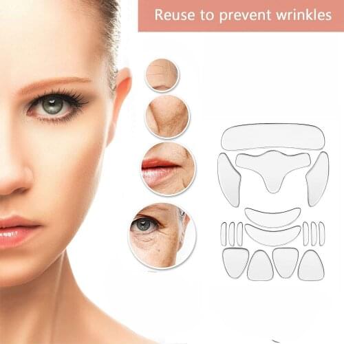 16 PCS/Set Reusable Silicone Anti-wrinkle Face Forehead Sticker Cheek Chin Sticker Facial Patches Wrinkle Remover Strips