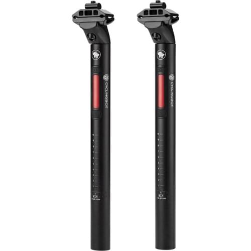 MTB Road Bike Seatpost with Rear Warning Light Bicycle Taillight Bike Seat Post Aluminum Alloy Shockstop Seat Tube 30.4mm 31.6mm