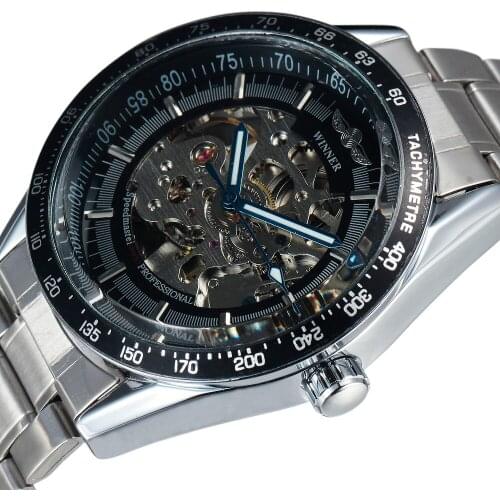 New Fashion Brand WINNER Stylish Dress Men Clock Automatic Mechanical Skeleton Watch Gift Male Steel Strap Military Wristwatches