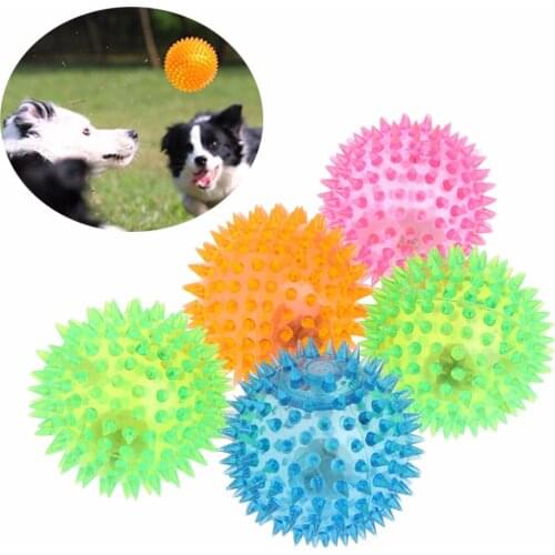 Pet Ball Toys Dogs Cat Puppy Flash Light Squeaky Toy Sensory Novelty High Bouncing Rubber Pet Supplies C42