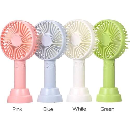 Mini Desk USB Fan 3 Gears with Stand Base Portable low noise Lastics mini hand fan for Home Travel Office Study Outdoor library