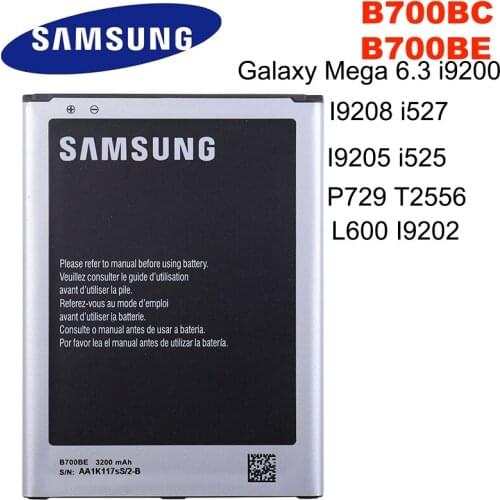 B700BE B700BC Original Battery For Samsung Galaxy Mega 6.3 i9200 I9208 i527 i525 I9205 P729 T2556 L600 I9202 3200mAh With NFC