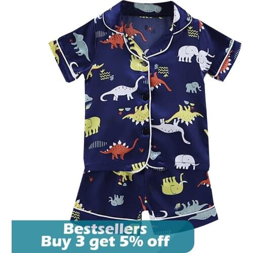 Toddler Kids Baby Boys Pijama Dinosaur Pajamas Sleepwear T Shirt Summer Shorts Clothes Set Baby Girl Clothes Pyjama Enfant
