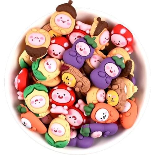 12-48Pcs Cartoon Vegetable baby Flatback Planar Resin DIY Crafts Supplies Phone Shell Decor Hair Accessories Kids Toys Material