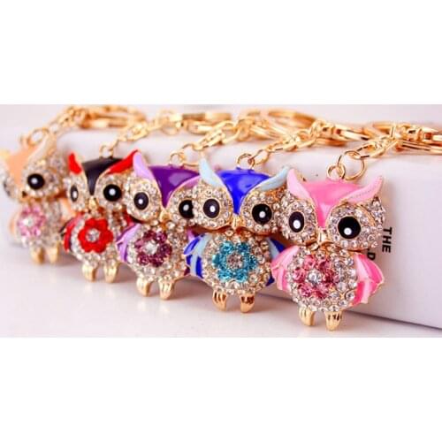 RE Jewelry keychain owl keyring full crystal jewellery wallet car pendant men women joker pendants key chains wholesale H30