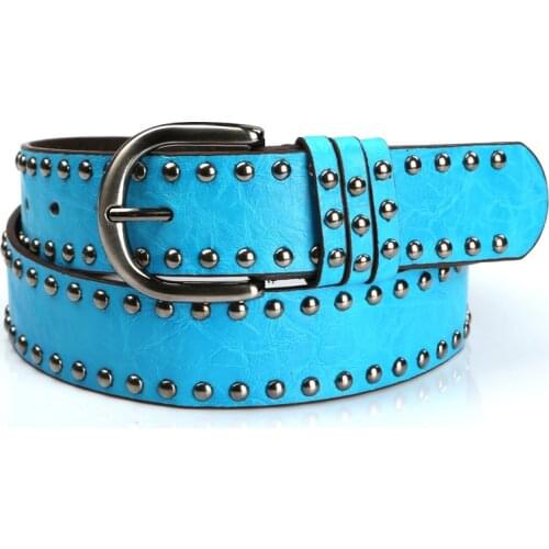 Hot Fashion Women PU Rivet Belt Metal Buckle Waistband Designer Student Wild Jeans Dress Long Waist Strap Cinturon Mujer