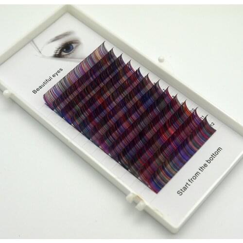 2019 new C / D curls 0.07 0.1mm 8 / 15mm false eyelashes rainbow eyelashes personality color eyelashes false curling eyelashes