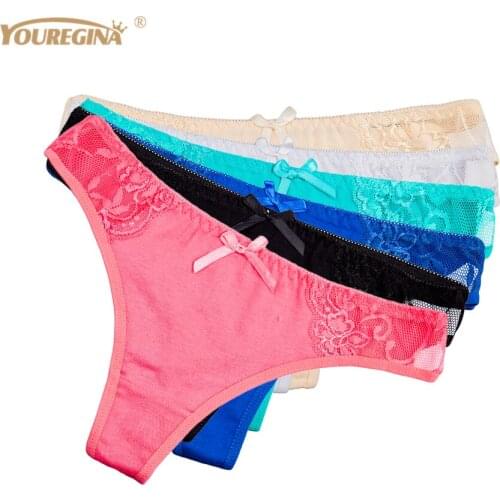 Sexy Underwear Women Lace Transparent Thong Tanga Sexy Mujer Sexy String Femme Bikini Ladies Lingerie 6 pcs/lot