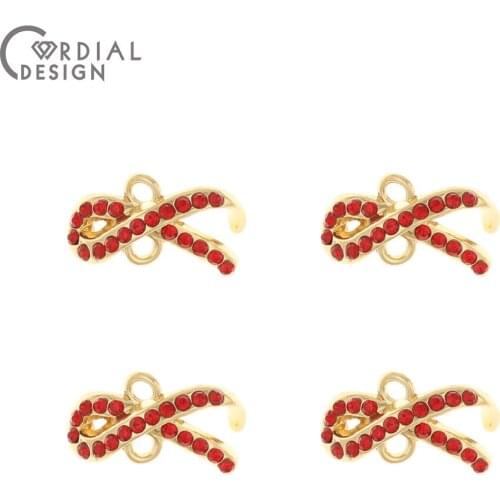 Cordial Design 100Pcs 8*16MM Earring Accessories/DIY/Bowknot Shape/Jewelry Findings & Components/Hand Made/Rhinestone Connectors