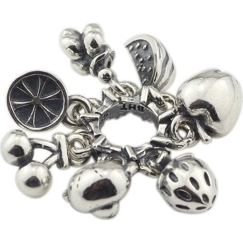 Silver Fruit Bear Charm Beads Silver 925 Original Beads Fit Original Bracelet Jewelry Bead for Jewelry Making Bead Pendants