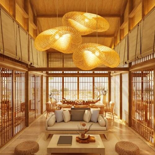 Nordic LED Wood Pendant Lamp Bamboo Kitchen Fixtures Led Pendant Light Suspension Home Indoor Dining Room Hanging Lamp Luminaire