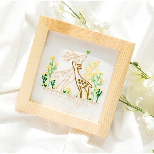 Beginners Kids Handcraft Needlework Cross Stitch Kit Cotton Embroidery Painting Embroidery Hoop Home Decor DIY Embroidery Kit