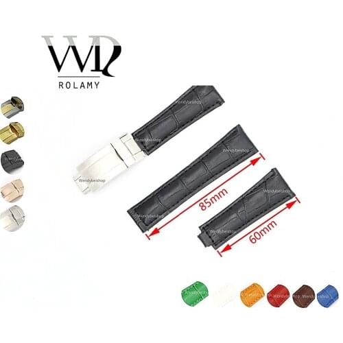 Rolamy 20mm Real Calf Cowhide Leather VINTAGE Luxury Wrist Watch Band Strap Clasp For Rolex DAYTONA SUBMARINER OYSTER GMT