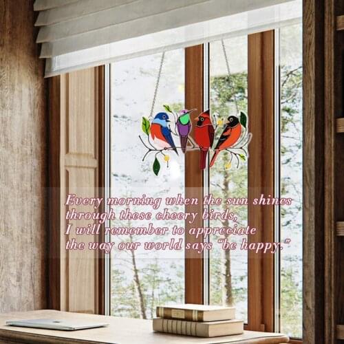 Stained Bird Glass Window Hangings Acrylic Wall Hanging Birds Decor Room Accessories Wind Scandinavian Decor Mothers Day Gift