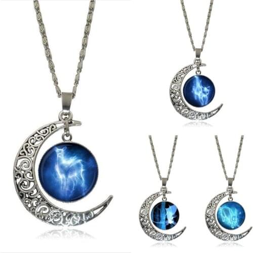 EJ Glaze 1PCS Always Perez Patronus HP For Unisex Necklace Fashion Long Chain With Crescent Shaped Necklace Jewelry