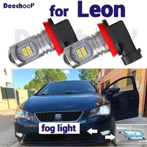 2pcs Top quality Canbus Pure White Car LED Fog Lamp Front Fog-Day Light for Seat Leon 2 3 MK2 MK3 1P 5F (2005-2017)