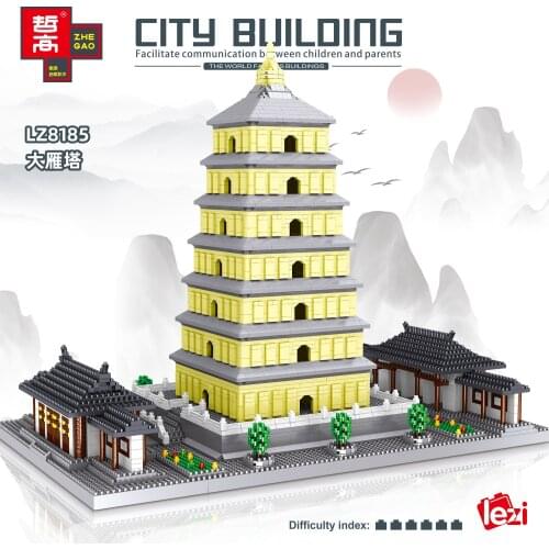 4925pcs LEZI Mini Blocks 3D World Famous Building Micro Bricks Dayan Pagoda Chinese Tower Juguetes Toys Kids Gift Girls 8185