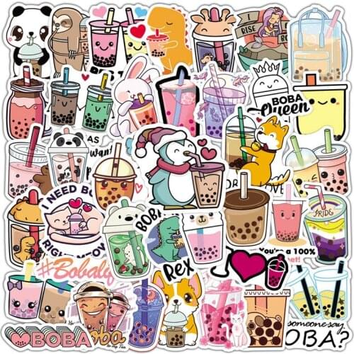 50 PCS Milk tea Cute Animal Stickers Travel Suitcase Skateboard Laptop scrapbooking Fridge Graffiti Kids Girl DIY Toy Sticker