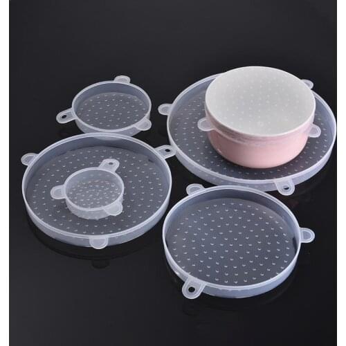 6 Pcs/Set Reusable Silicone Food Wrap Stretch Silicone Vacuum Wraps Seal Cover Wrap Preservation Kitchen Organization