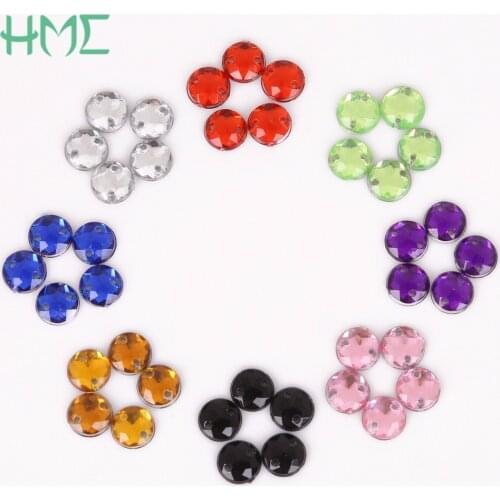 8mm 100Pcs Round Chamfer Rhinestones Crystal Stone Sew On Rhinestone 2 Holes Acrylic Jewelry For Clothes Decoration DIY Craft