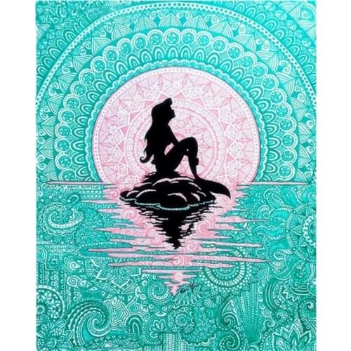 Disney Full Square Drill 5D DIY Diamond Painting "Cartoon Mermaid" 3D Rhinestone Embroidery Cross Stitch 5D Home Decor Gift