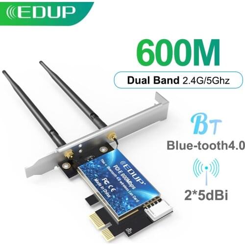 EDUP Wireless WIFI Network Card Dual Band 2.4G/5Ghz Bluetooth Wireless WiFi Adapter PCI-E LAN Card With Two Antennas For Desktop