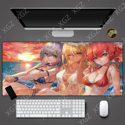 XGZ Sexy Girl Big Mouse Pads Anime Laptop Notebook Computer Keyboard Gaming Desk Mat 900x400mm for Gamer Playing Non-slip Pad