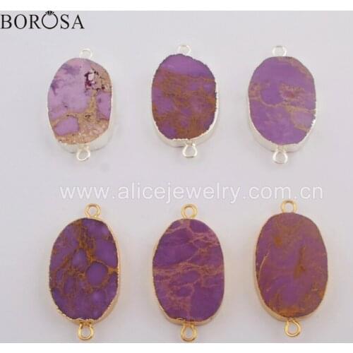 BOROSA 10PCS Irregular Muscovite Sugilite Connector New Arrival Natural Stone Connectors G1749