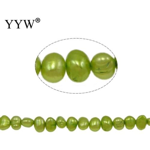 Cultured Baroque Freshwater Pearl Beads Green 6-7mm Approx 0.8mm 14.5 Inch For Jewelry Making Diy Necklace Bracelet Accessories