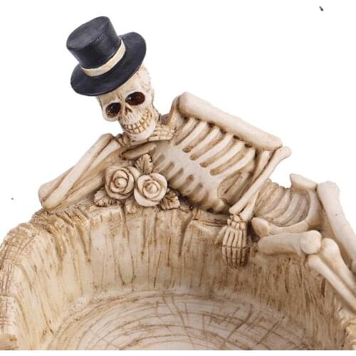 Skull Ashtray Keyring Holder Retro Funnys Storage Bucket for Home Decor Halloween Gift TS2 desktop jewelry storage