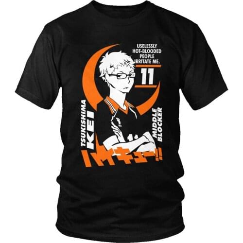 Tvoe Haikyu Kei Tsukishima T Shirt Men Short Sleeve Cotton T-shirt Anime Manga Haikyuu Tee Tops Novelty Tshirt Streetwear