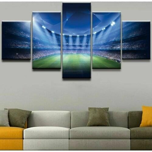 No Framed Canvas 5Pcs Soccer Football Stadium Modern Wall Art Posters Picture Paintings Home Decor for Living Room Decoration