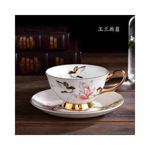 European Beautiful Fashion Bone China Coffee Cup and Saucer Set White Porcelain Teacup Creative Ceramic Afternoon Tea Cups