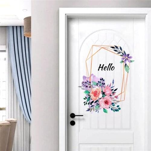 Creative English Door Stickers Flowers Wall Stickers Home Decorative Vinyl Wall Decals Living Room Background Poster Art Murals