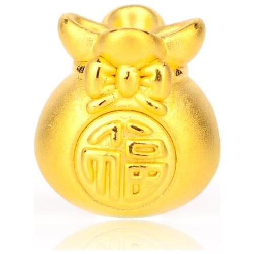Solid 999 24K Yellow Gold Bracelet Women Fu Bag Bring Lucky Bracelet