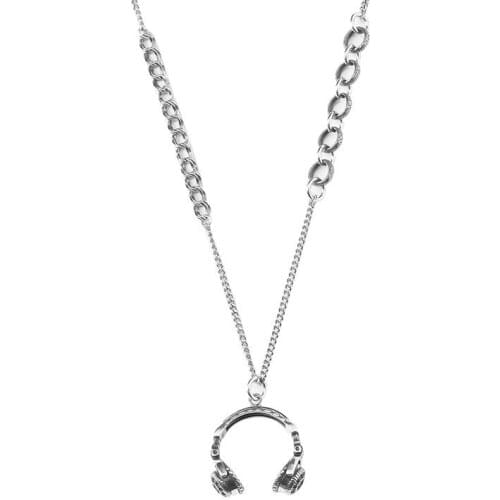 TIMEONLY Unique Design Headset Pendant Necklace for Women Femme Toggle Clasp Metal Necklaces Hip Hop Buddy Accessories Street