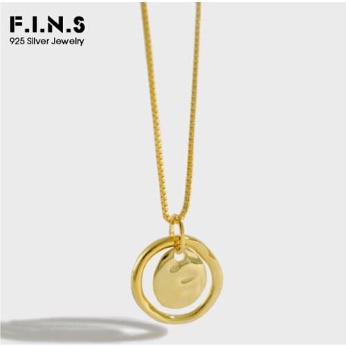 F.I.N.S S925 Sterling Silver Gold Color Geometric Necklaces Pendants for Women Irregular Uneven Necklace Minimalist Jewelry
