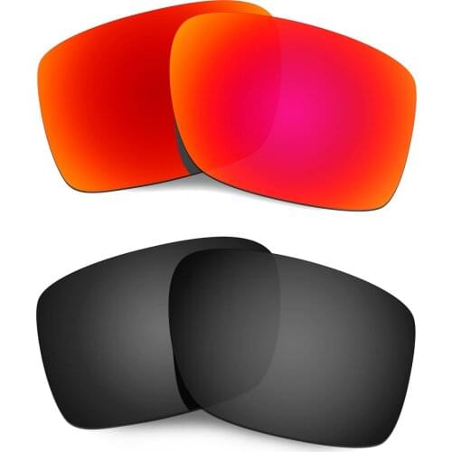 HKUCO For Double Edge Sunglasses Polarized Replacement Lenses - Red&Black 2 Pairs