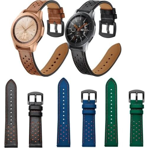 20mm 22mm Leather Watch Band Strap for Samsung Galaxy Watch3 41mm 45mm Wrist band for Watch 42mm 46mm Active 2 Active3 41mm S3