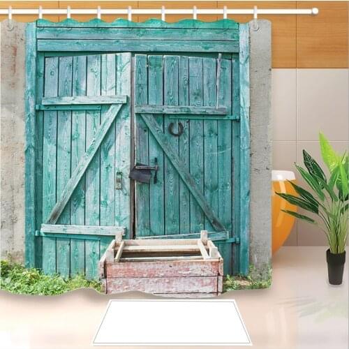 New Arrival Wooden Doors 3D Print Shower Curtain Polyester Fabric Bathroom Curtain Waterproof Hook Bath Curtain 03