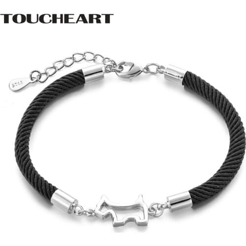 TOUCHEART Trending Silver S925 Dogs Bracelets&Bangles Charm For Women Designs Dog Bracelet Black Rope Jewelry Bracelet SBR190149