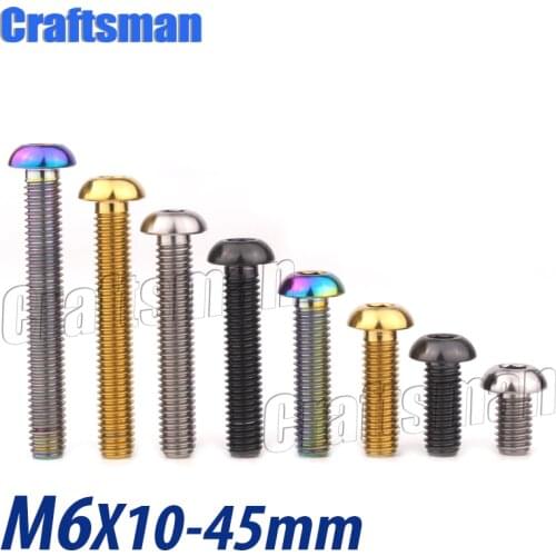 1Pcs M6 Titanium Bolt M6X10 15 20 25 30 35 40 45mm Half Round Head Hexagon Screw for Motorcycle Car Aeromodelling Refit