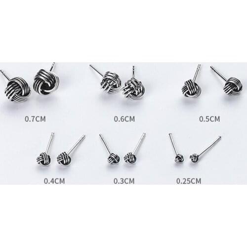 Vintage Retro 100% Real. 925 Sterling Silver Fine Jewelry Twisted Love Knot Stud earrings 2.5mm 3mm 4mm 5mm 6mm 7mm GTLE1683