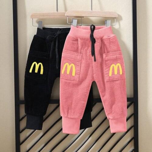 Boys autumn winter pants children boys girls thick leggings kids girls fashion velvet trousers for 1-2-3-4-5Y