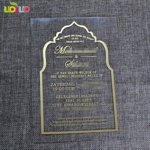 50pcs gold invitation card transparent baptism elegant acrylic invitations