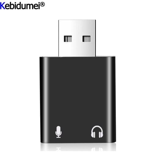 Kebidumei USB Sound Card USB To 3.5mm Audio Earphone Adapter External Sound Card 7.1 Audio Card For Mic Headphone Computer PC
