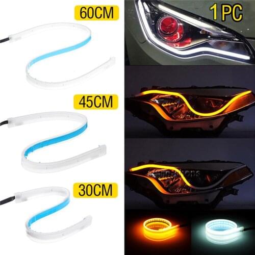 1PCS Car led DRL Daytime Running Light Strip Waterproof 30cm 45cm 60cm Flexible Soft Tube Guide Headlight LED Strip Lights