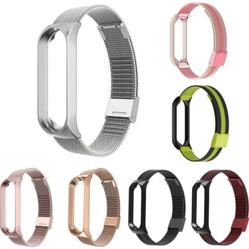 Adjustable Stainless Steel Bracelet Replacement Wrist Band For Xiaomi Mi Band 4 3 Smart Watch Metal Buckle Sport Loop Strap