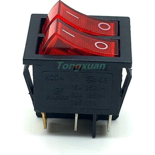 1pc KCD4 Rocker Switch with Red LED switch Duplex Button Switch double Switch 15A 250V 20A 125V